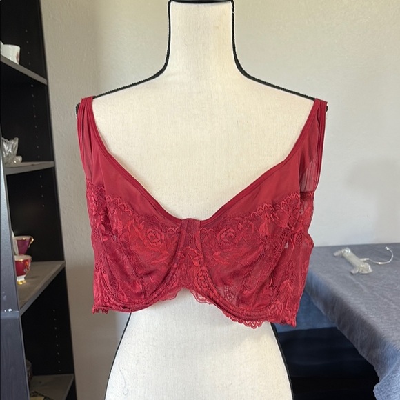 Women’s Torrid 44DD Burgundy Lace Accented Underwire Push Up Bra - Picture 1 of 5